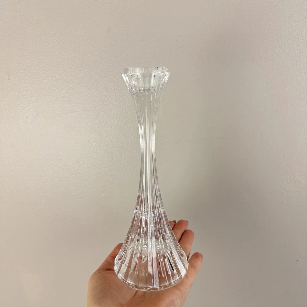 Mikasa Crystal Candle Holders Set 2 Clear‎ Glass Taper Vintage Elegant